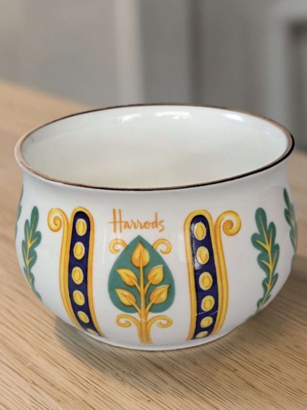 Vintage Harrods Knightsbridge Royal Crown Duchy Leaf Porcelain Sugar Bowl